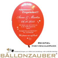 50 groe Hochzeitsballons 11inch 95/105cm Umf. mit individuellem Druck Rundballon Latexballon mit indiv. Motivdruck