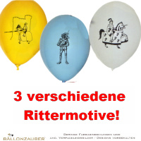 Latexballon Rund Ritter (3 Motive) bunt 30cm = 11inch Umf. 105cm