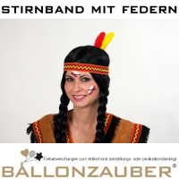 Indianer-Stirnband mit Federn Kopfschmuck Stirnband mit Federn Kinderkostm rot/bunt