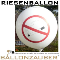 Riesenballon Nichtraucher Piktogramm 75cm = 30inch bzw. Umfang 200cm wei Rundballon Riesenballon wei, mit rot-schwarzem Nichtraucher Piktogramm